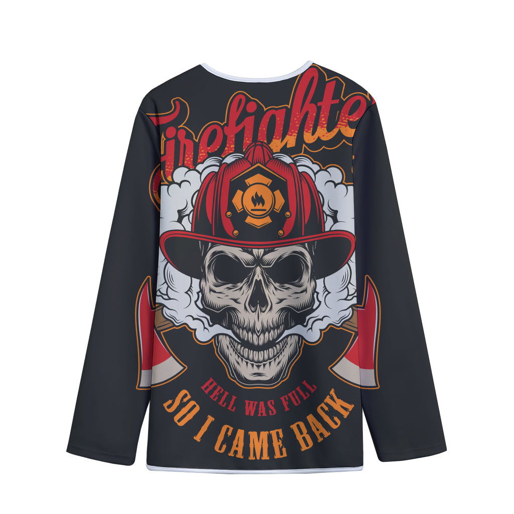 Firefighter Department Skull Print Long Sleeve Short Coat