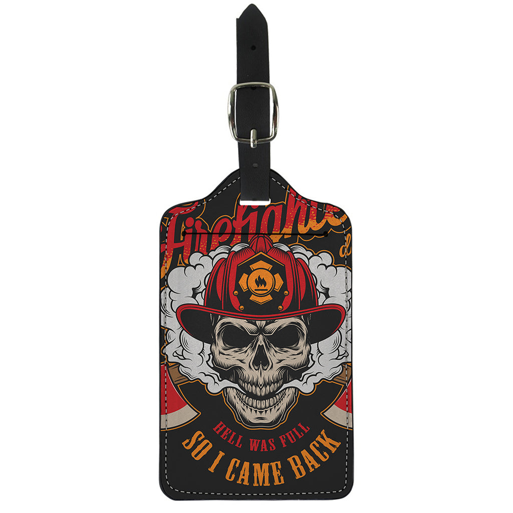 Firefighter Department Skull Print Luggage Tag