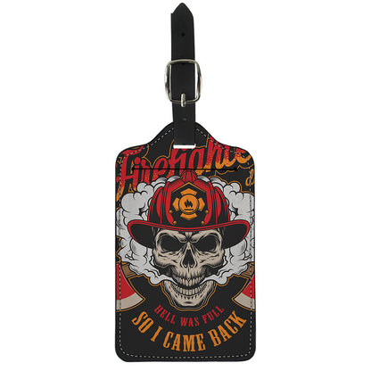 Firefighter Department Skull Print Luggage Tag
