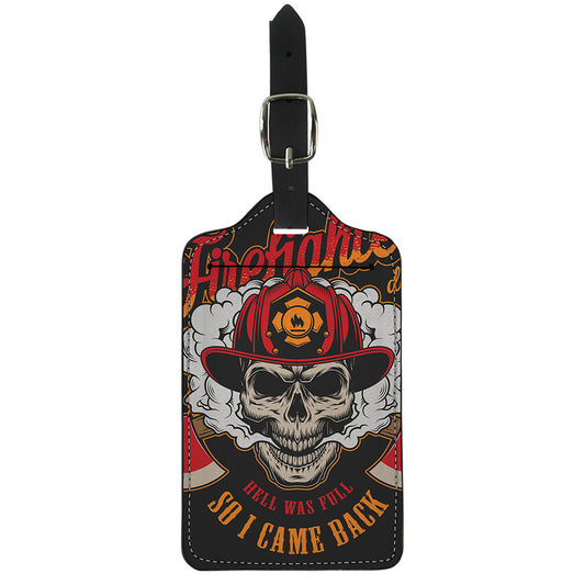 Firefighter Department Skull Print Luggage Tag