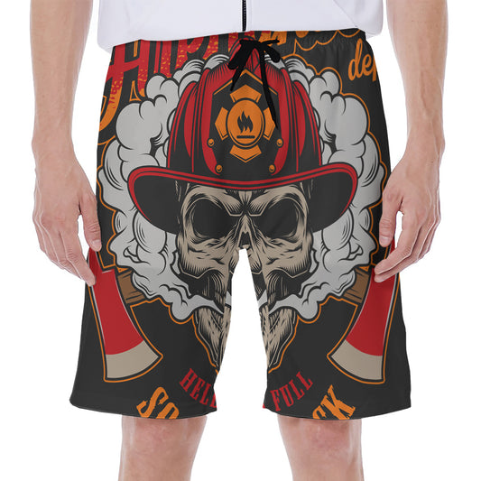 Firefighter Department Skull Print Men's Beach Shorts