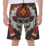 Firefighter Department Skull Print Men's Beach Shorts