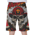 Firefighter Department Skull Print Men's Beach Shorts
