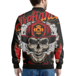 Firefighter Department Skull Print Men's Bomber Jacket