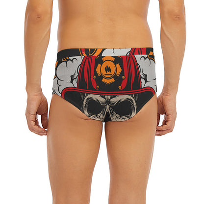 Firefighter Department Skull Print Men's Briefs