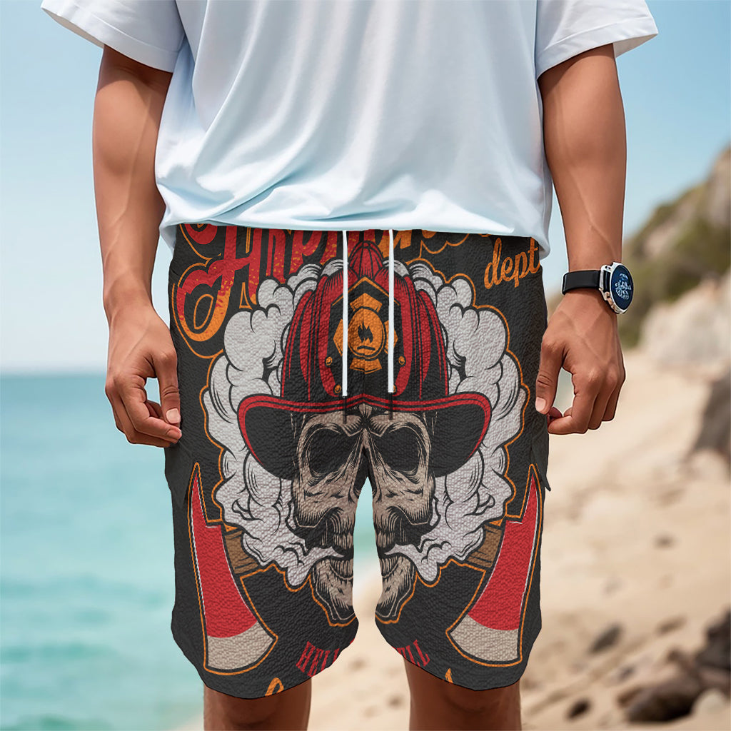 Firefighter Department Skull Print Men's Cargo Shorts