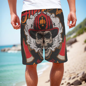 Firefighter Department Skull Print Men's Cargo Shorts