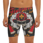 Firefighter Department Skull Print Men's Long Boxer Briefs