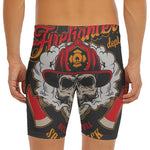 Firefighter Department Skull Print Men's Long Boxer Briefs