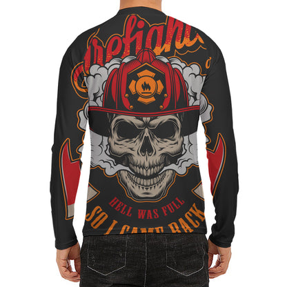 Firefighter Department Skull Print Men's Long Sleeve Rash Guard