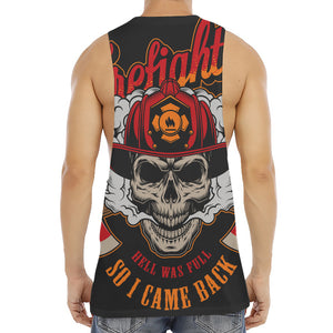 Firefighter Department Skull Print Men's Muscle Tank Top