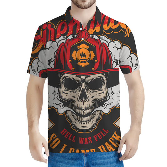 Firefighter Department Skull Print Men's Polo Shirt