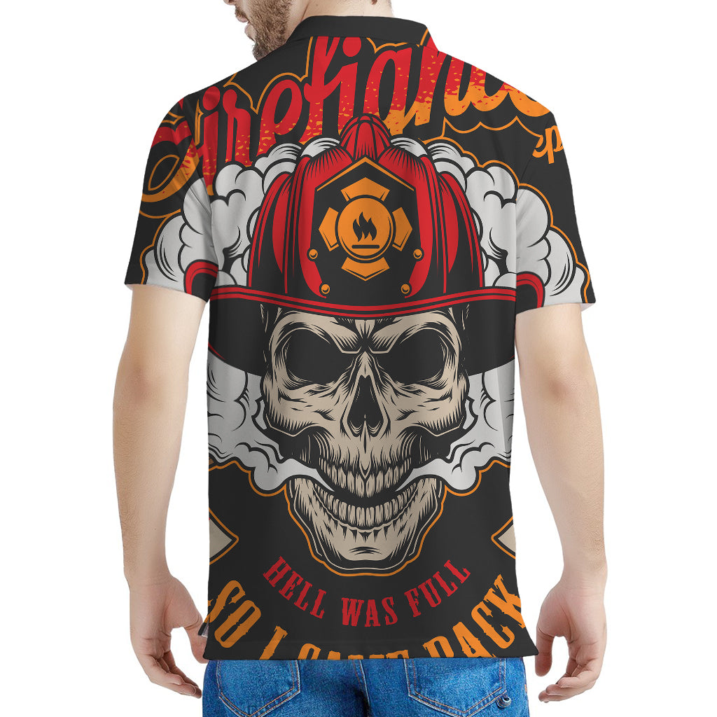 Firefighter Department Skull Print Men's Polo Shirt