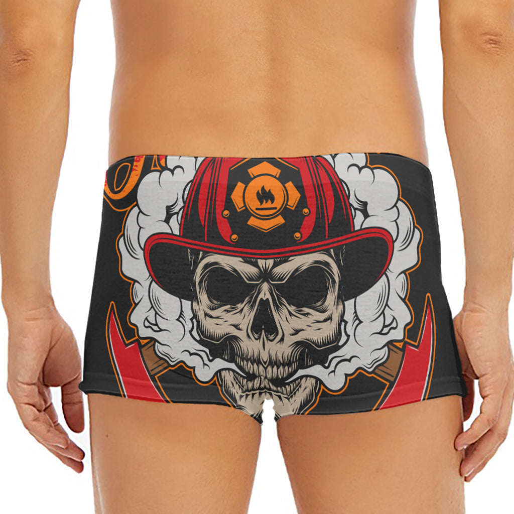 Firefighter Department Skull Print Men's Short Boxer Briefs