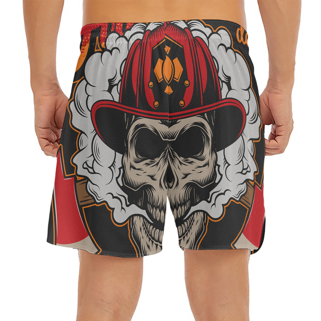 Firefighter Department Skull Print Men's Split Running Shorts