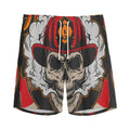 Firefighter Department Skull Print Men's Athletic Shorts