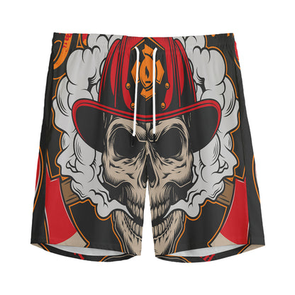Firefighter Department Skull Print Men's Sports Shorts