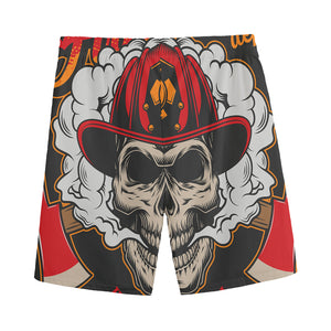 Firefighter Department Skull Print Men's Sports Shorts