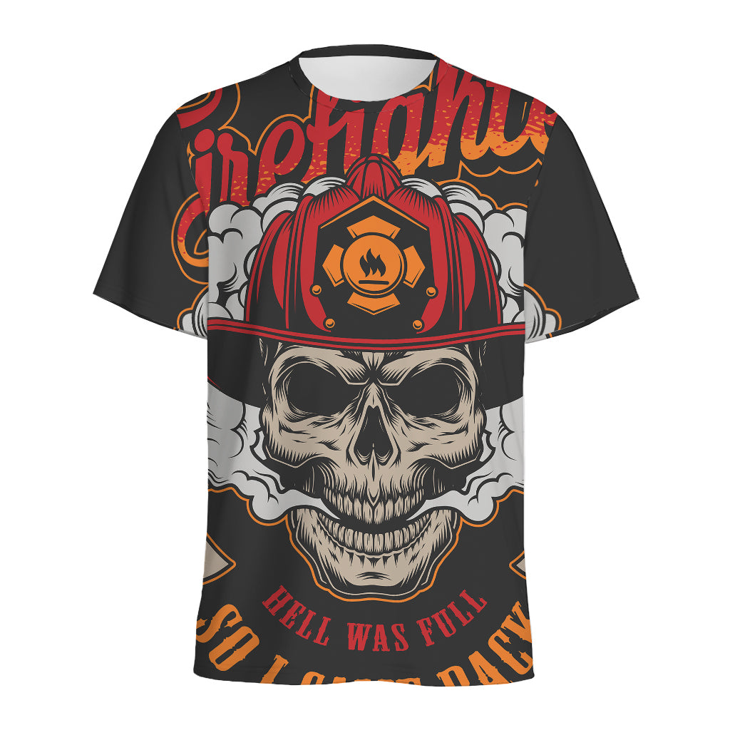 Firefighter Department Skull Print Men's Sports T-Shirt
