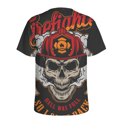 Firefighter Department Skull Print Men's Sports T-Shirt