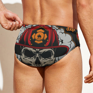 Firefighter Department Skull Print Men's Swim Briefs