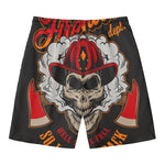 Firefighter Department Skull Print Men's Swim Trunks