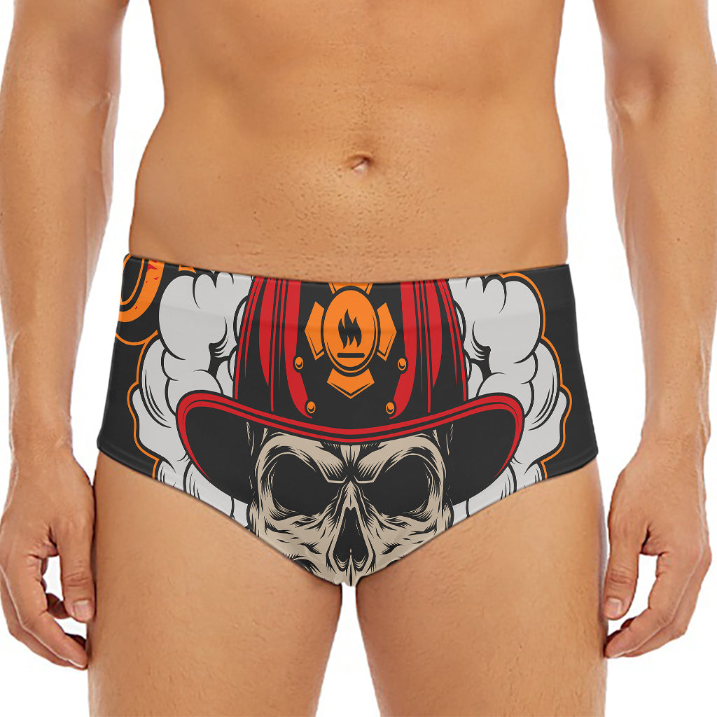 Firefighter Department Skull Print Men's Triangle Swim Briefs