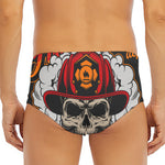 Firefighter Department Skull Print Men's Triangle Swim Briefs