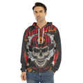 Firefighter Department Skull Print Men's Velvet Pullover Hoodie