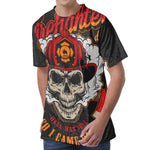 Firefighter Department Skull Print Men's Velvet T-Shirt