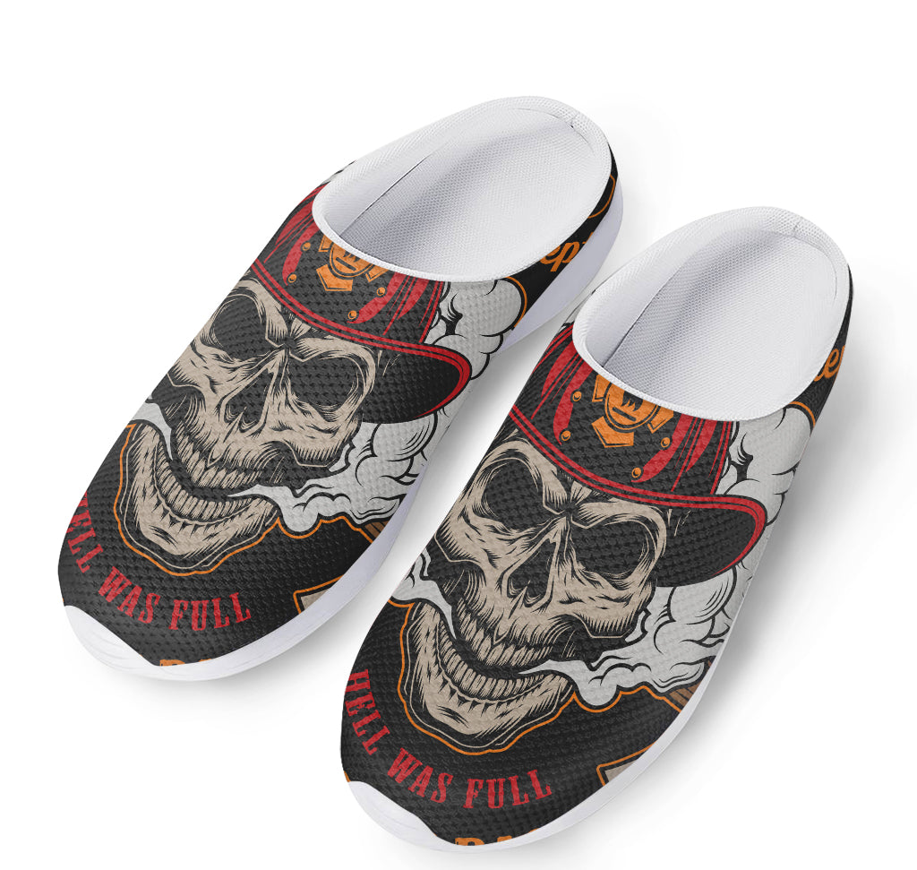 Firefighter Department Skull Print Mesh Casual Shoes