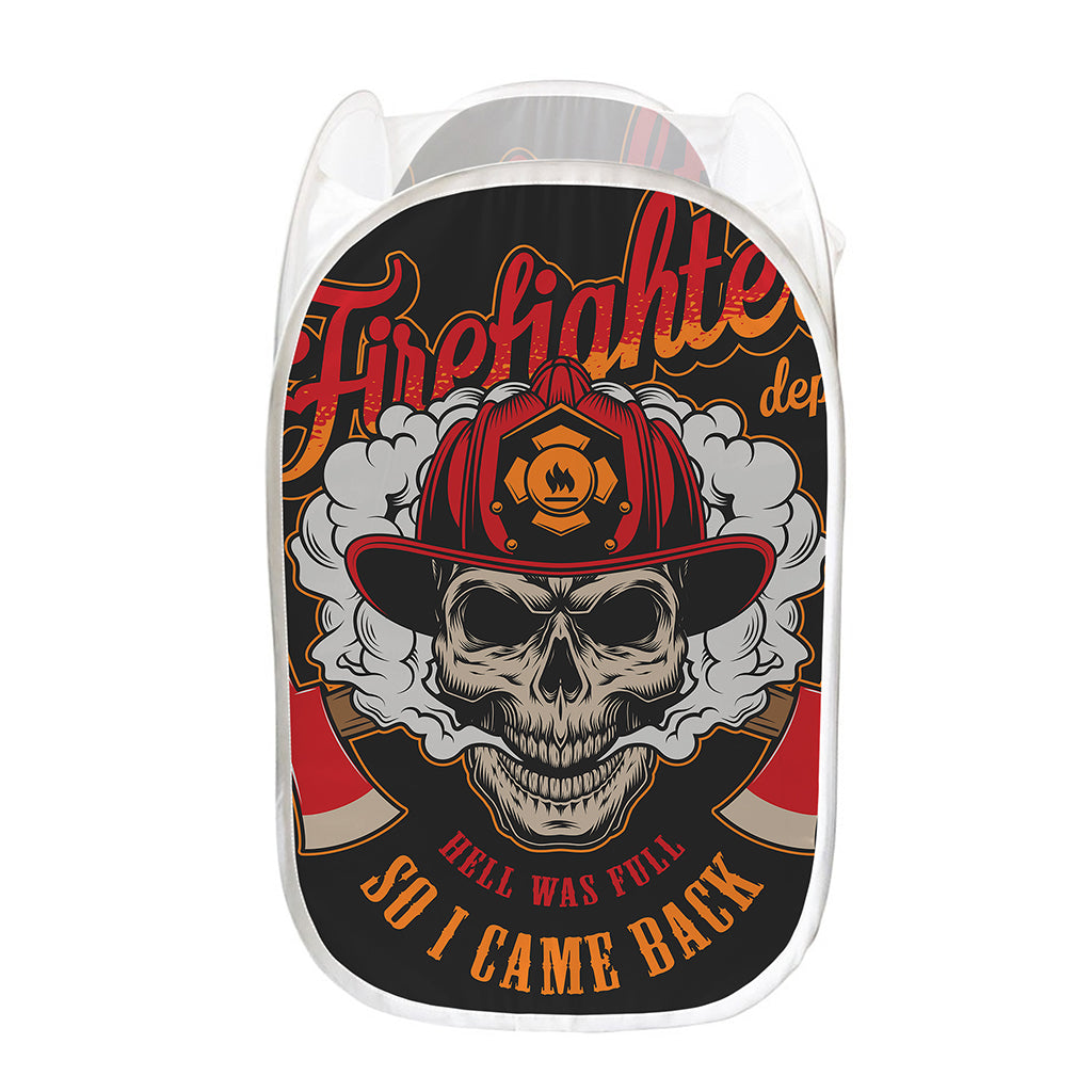 Firefighter Department Skull Print Mesh Laundry Hamper