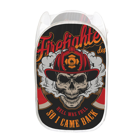 Firefighter Department Skull Print Mesh Laundry Hamper