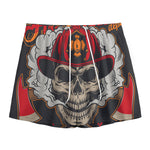 Firefighter Department Skull Print Mesh Shorts