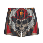 Firefighter Department Skull Print Mesh Shorts