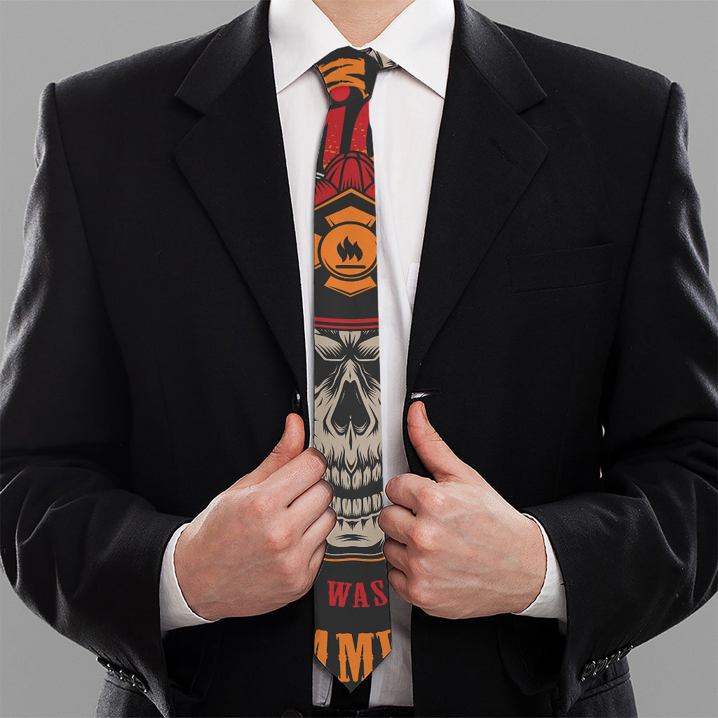 Firefighter Department Skull Print Necktie