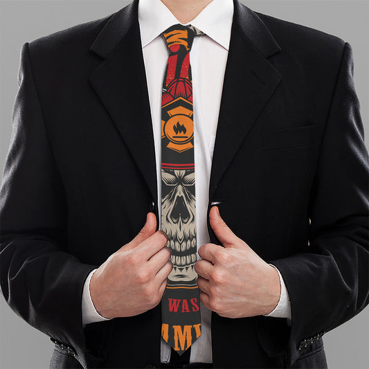 Firefighter Department Skull Print Necktie