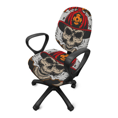 Firefighter Department Skull Print Office Chair Cover