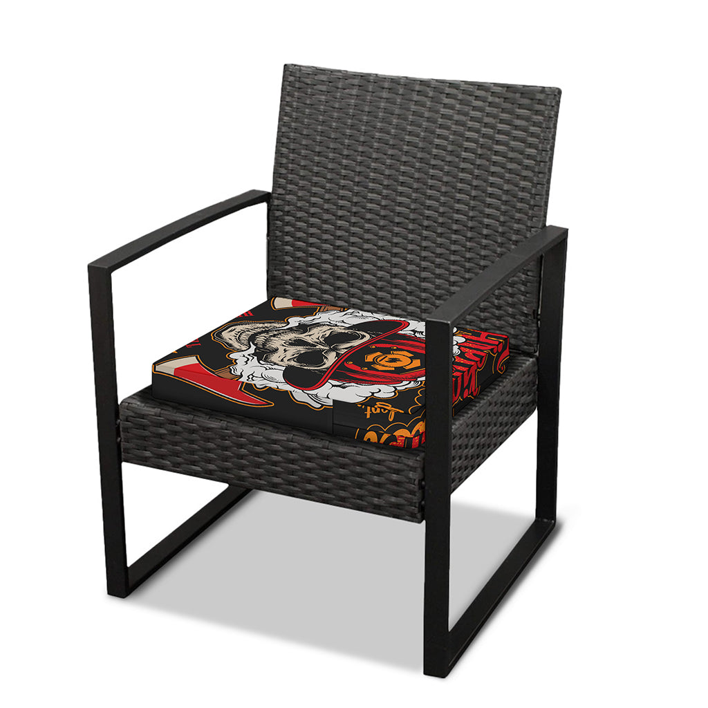 Firefighter Department Skull Print Outdoor Seat Cushion Cover