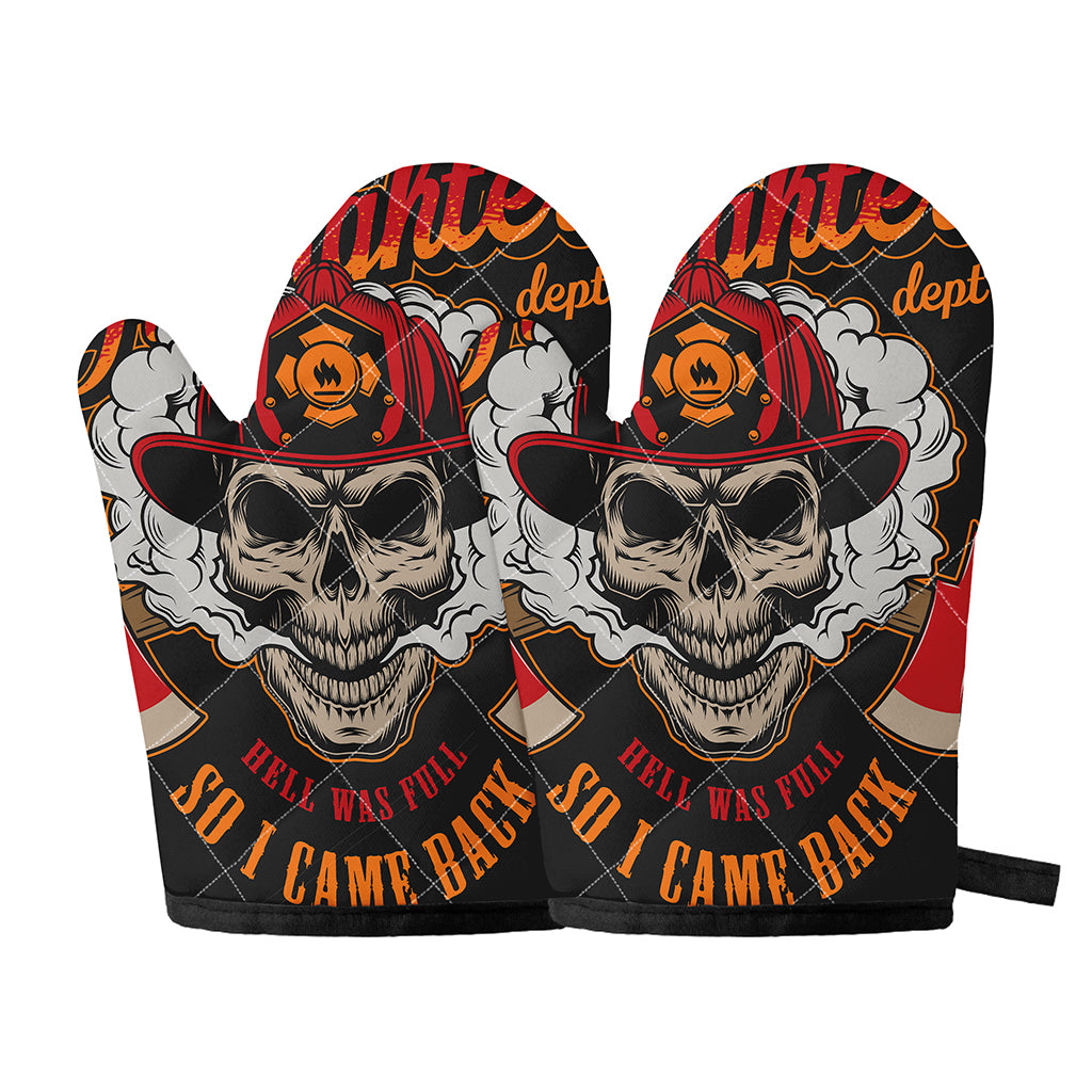 Firefighter Department Skull Print Oven Mitts
