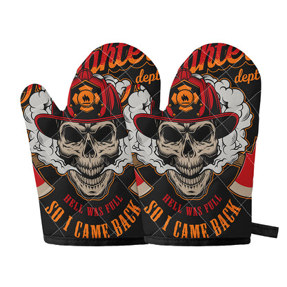 Firefighter Department Skull Print Oven Mitts