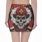 Firefighter Department Skull Print Pencil Mini Skirt
