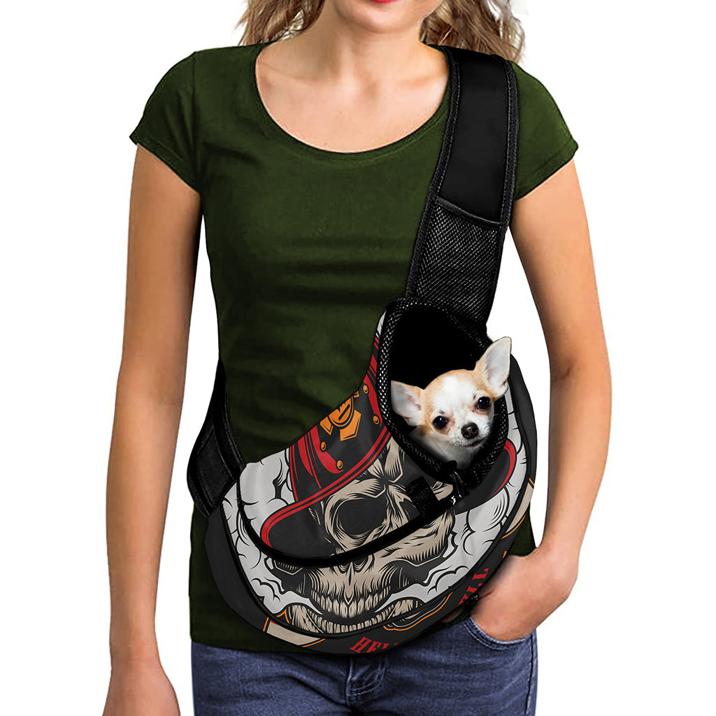 Firefighter Department Skull Print Pet Sling Carrier