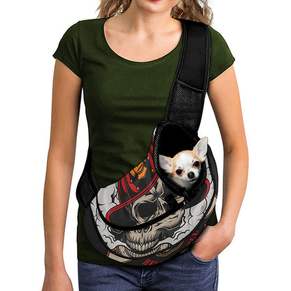 Firefighter Department Skull Print Pet Sling Carrier