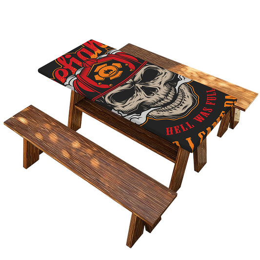 Firefighter Department Skull Print Picnic Table Cover