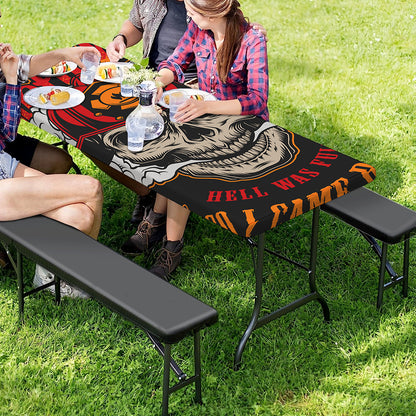 Firefighter Department Skull Print Picnic Table Cover