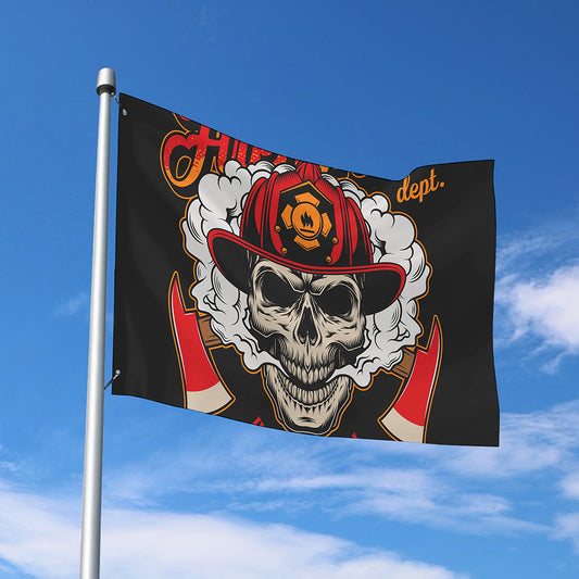 Firefighter Department Skull Print Polyester Flag