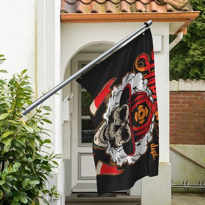 Firefighter Department Skull Print Polyester Flag