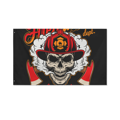 Firefighter Department Skull Print Polyester Flag