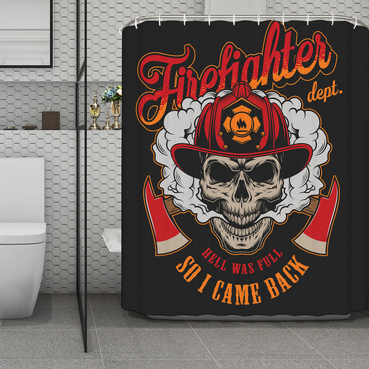 Firefighter Department Skull Print Polyester Shower Curtain